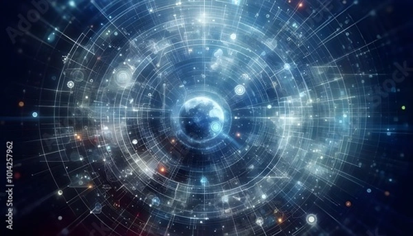 Fototapeta Digital abstract background. Can be used in the description of network abilities, technological processes, digital storages, science, education, etc.