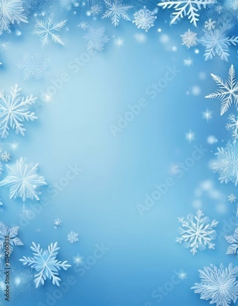 Obraz Wintery blue snowflake background