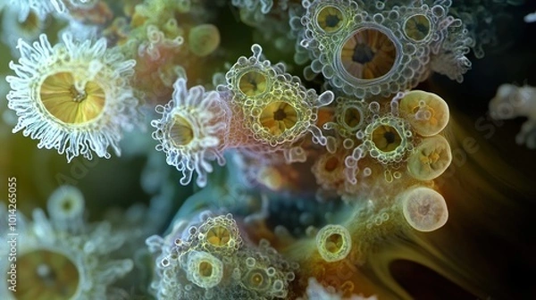 Fototapeta Microscopic World: A Journey into Cellular Structures