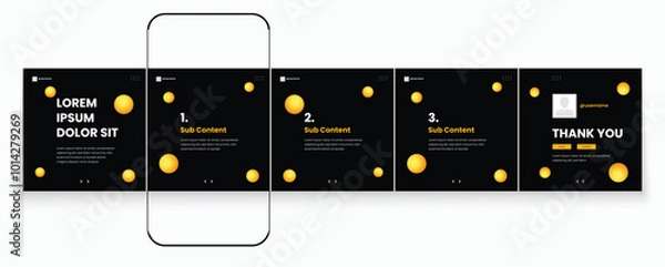 Fototapeta Editable social media carousel post template set or microblog templates for Instagram social media posts. carousel social media template minimalist design for linkedin carousel banner.