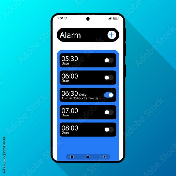 Obraz Set alarm mobile application concept design