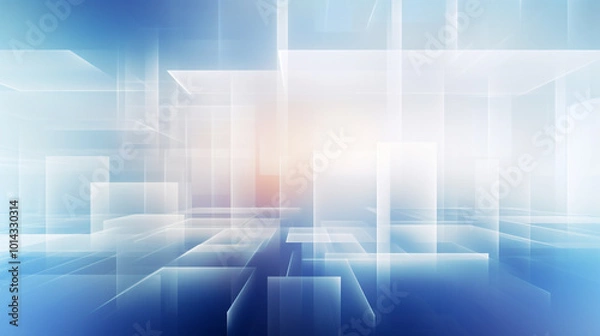 Fototapeta Digital square light blue color Futuristic Background. Abstract blue geometric patterns created with translucent layers