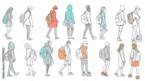 Fototapeta 人物の手描きイラスト集