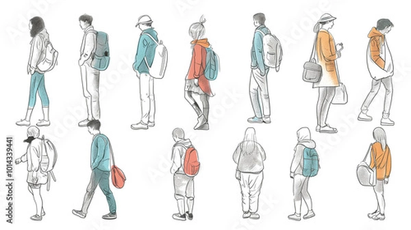 Fototapeta 人物の手描きイラスト集