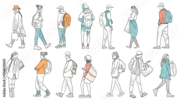 Fototapeta 人物の手描きイラスト集