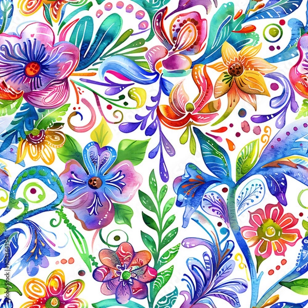 Obraz Beautiful Hippie Flowers Pattern