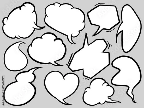 Fototapeta Comic cartoon cloud set.