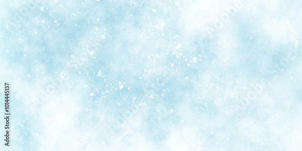 Fototapeta light blue bokeh background for design, Abstract blue background with snowflakes floating randomly, blue grunge texture with bokeh, beautiful blue watercolor background with glitter particles.