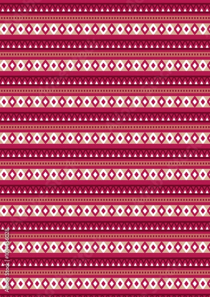Obraz 民族調模様　えんじ色