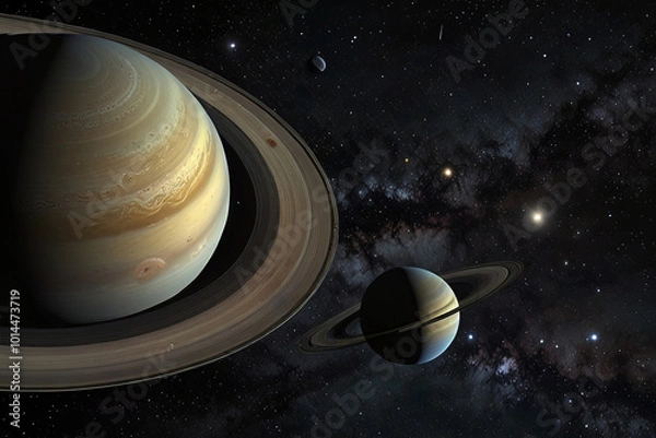 Fototapeta Majestic Saturn A Stunning Cosmic Visualizatio