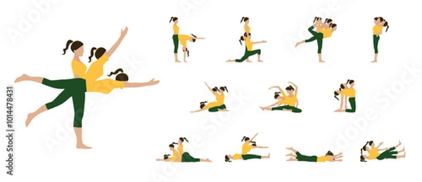 Fototapeta Workout Icon Collection: 12 Exercise Routines with 36 Poses