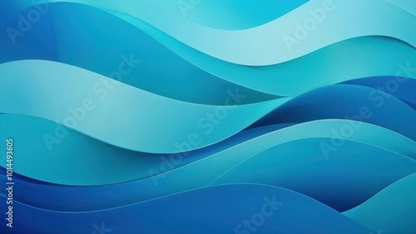 Fototapeta Abstract waves in shades of blue create a calming and fluid visual experience.