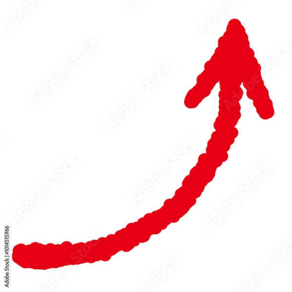 Obraz 手書き赤い矢印　右肩上がり　アロー　上昇するアップする