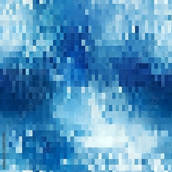 Fototapeta Vibrant patterned geometric design with blue, orange, and beige squares.