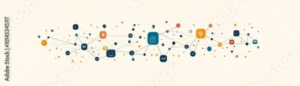 Fototapeta Flat Design Illustration of Connected Elements