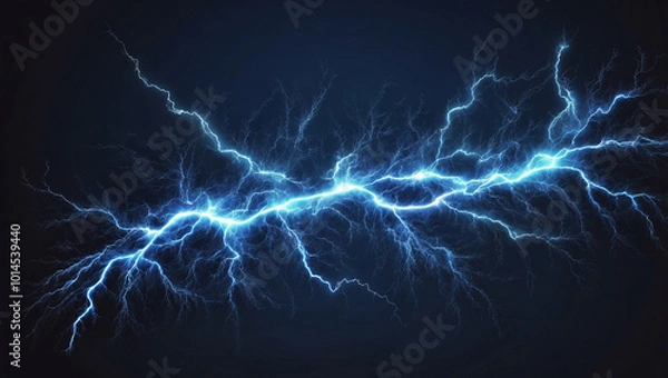 Fototapeta Blue Lightning Effect on Transparent Background