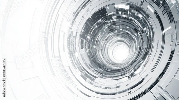 Fototapeta Background Circle gray white abstract technology empty space