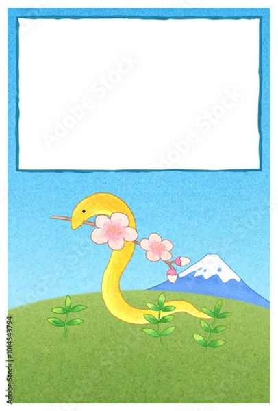 Fototapeta 巳年年賀状フォトフレーム手描き風