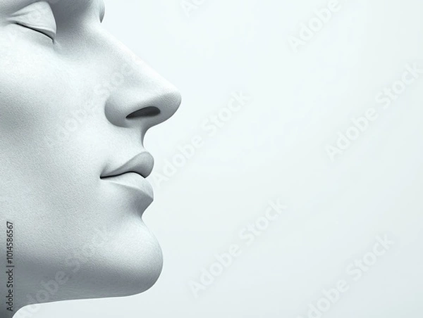 Obraz Profile of a serene mannequin head against a light background.