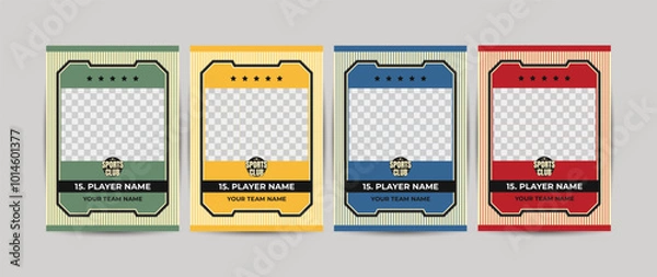 Fototapeta Set of trading frames for game sports card template, collection of player frames for sports
