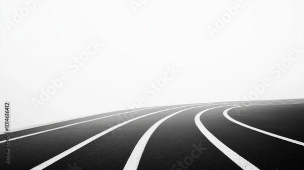 Fototapeta Minimalist Marathon Track Design, sleek track markings, empty space, modern aesthetic, emphasis on simplicity and design elegance