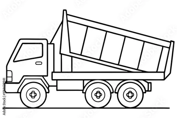 Obraz  line drawing of a dump truck side view vector illustration 

