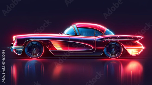 Fototapeta red car vector neon art
