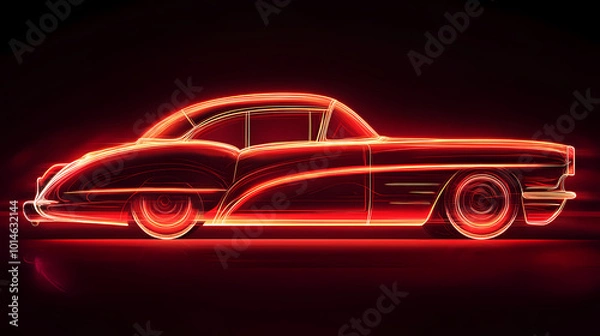 Fototapeta red car vector neon art