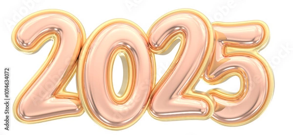Obraz Happy New Year Number 2025 Copper Polished 3D Render