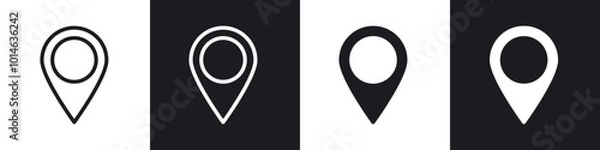 Fototapeta Navigation pin icons set. filled and line illustration