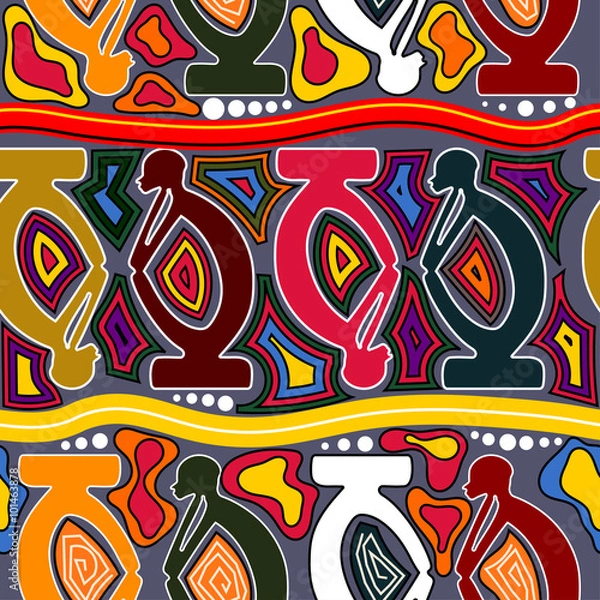 Fototapeta African seamless pattern with Tribal elements. Vector illustration.