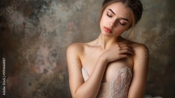 Fototapeta Portrait of a Woman in Soft Light, AI