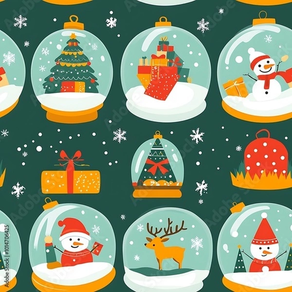 Fototapeta Festive Snow Globe Pattern Design for Holiday Decor