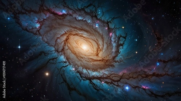 Fototapeta Galaxy in outer space that looks beautiful with a stunning spectrum of light and thousands of stars spread out
