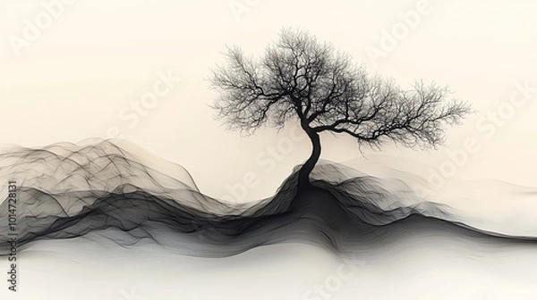 Fototapeta Abstract Tree in Flowing Wind Patterns