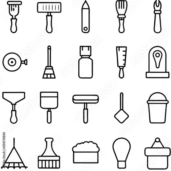 Fototapeta Realistic Art and Craft Icons Set: Perfect for Creative Projects' High-Quality Realistic Icons for Art and Craft Designs 