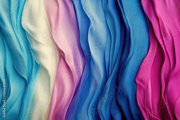 Obraz Vibrant waves of fabric in various colors, creating an elegant and soft texture for design and decoration.