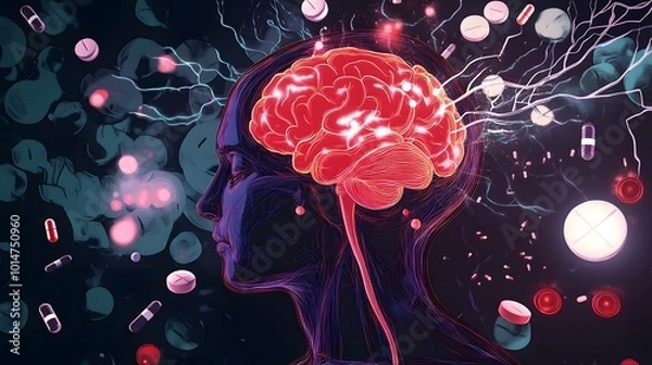 Obraz Mechanisms of Pain Relief and Brain Function Illustration