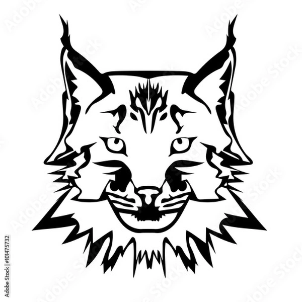 Obraz Vector illustration of  lynx face black and white tattoo