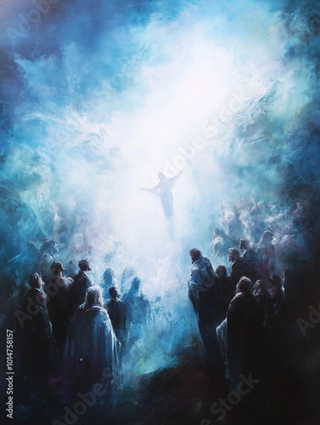 Obraz Symbolic Portrayal of the Ascension of Christ with Imaginative Compositions and Ethereal Light in Symbolist Style