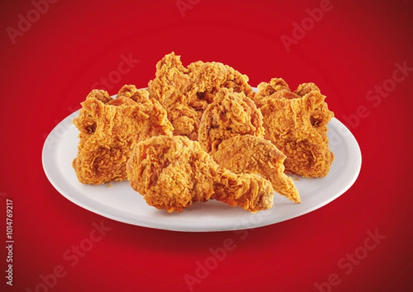 Fototapeta crispy fried chicken in a red background