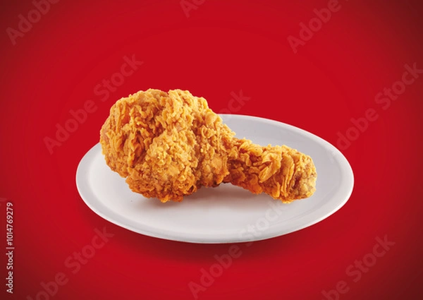 Fototapeta crispy fried chicken in a red background