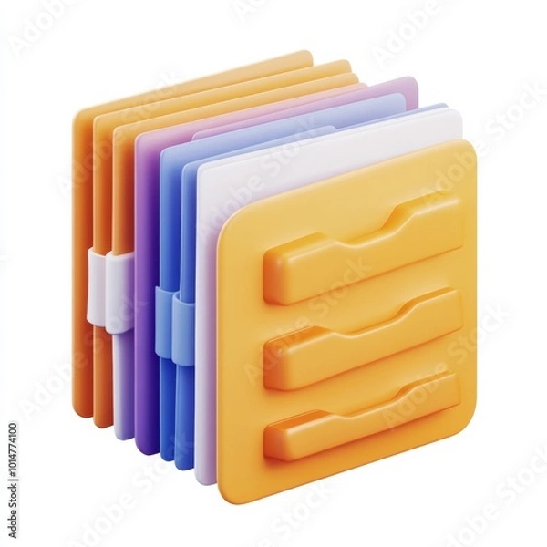 Fototapeta documents 3d icon in cartoon style