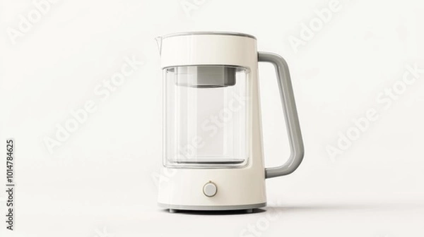 Fototapeta Modern electric blender with transparent glass container on a white background isolated and realistic. Ideal for kitchen appliances cooking equipment or home interior design concepts.. Generative AI
