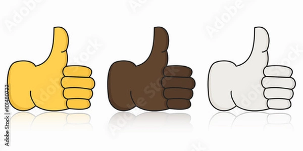 Fototapeta Vector modern thumbs up icon set on white background. 