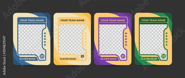 Fototapeta Set of trading frames for game sports card template, Four customizable sports player card templates