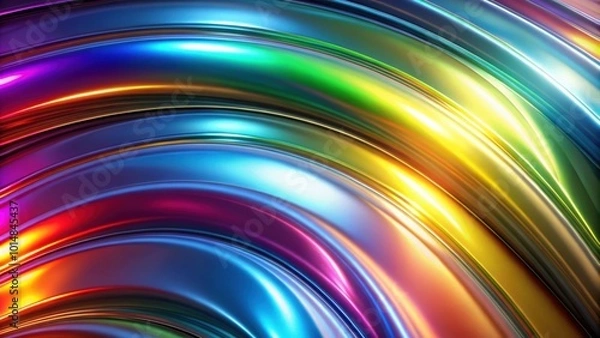 Fototapeta Rainbow chrome iridescent sweep with vibrant colors and shiny metallic finish, rainbow, chrome, iridescent,sweep, vibrant