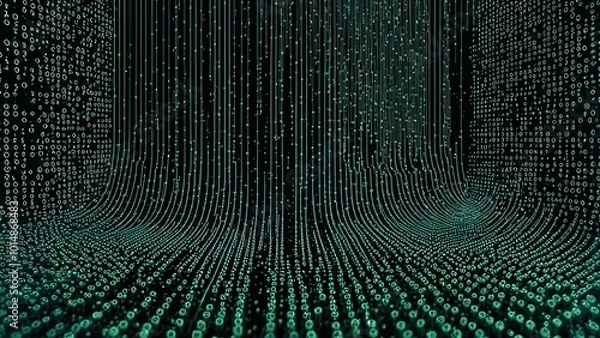 Fototapeta A digital abstract representation of flowing binary code.