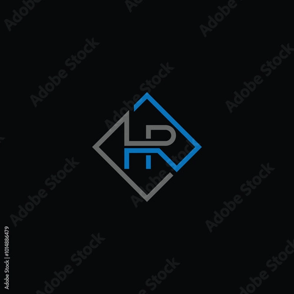 Fototapeta HR or RH abstract outstanding letter design. Awesome branding company different colors illustration logo.