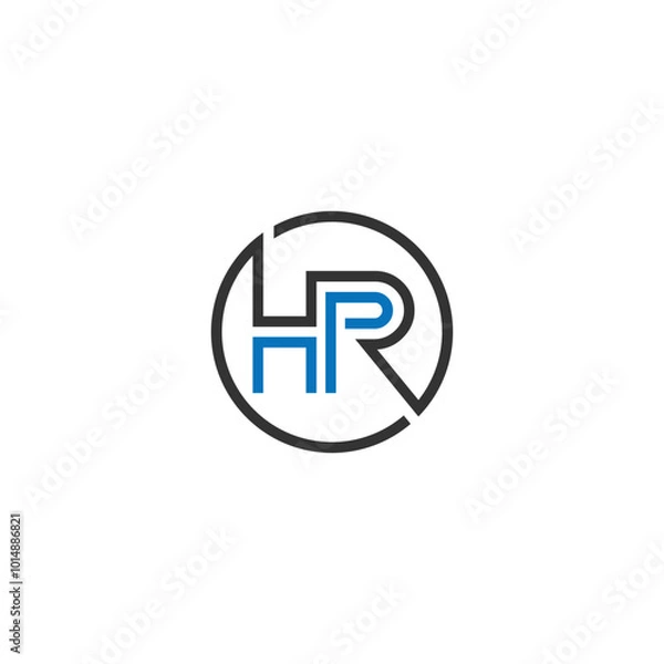 Fototapeta HR or RH abstract outstanding letter design. Awesome branding company different colors illustration logo.